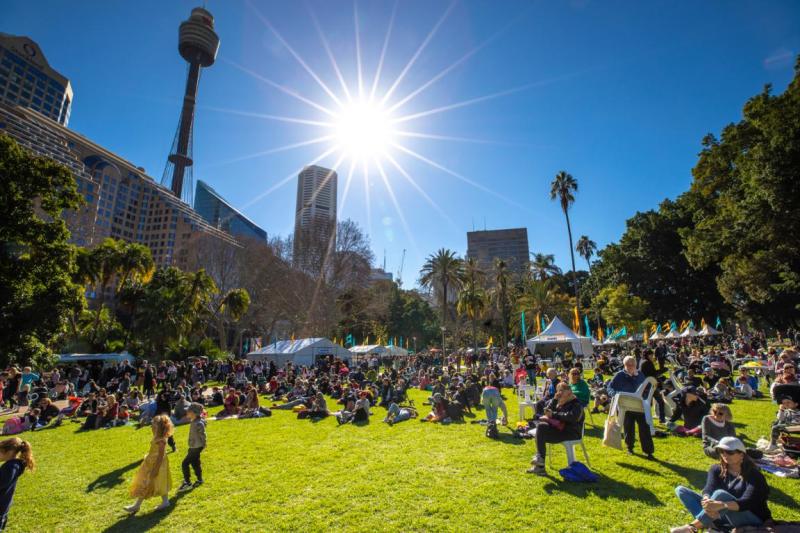 NAIDOC in the City crowds in Hyde Park on a sunny day