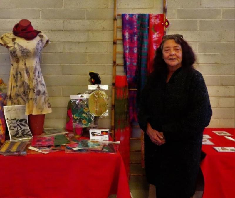 Aunty Kerrie Miller with some of our eco dyed and hand painted craft.